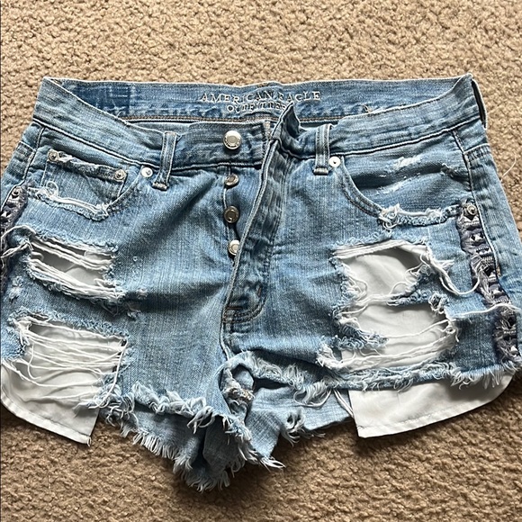 American Eagle Outfitters Blue Jean Shorts Distressed Style - Picture 1 of 1
